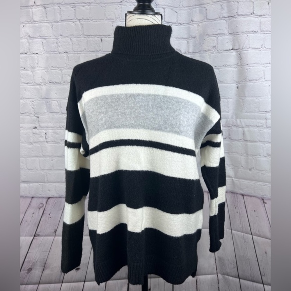 Talbots petite black turtleneck sweater.